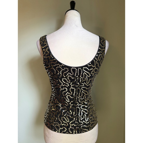 Drapers & Damons Black Gold Sequin Tank Top Jacket Set S glam bling Y2K party - Picture 4 of 6